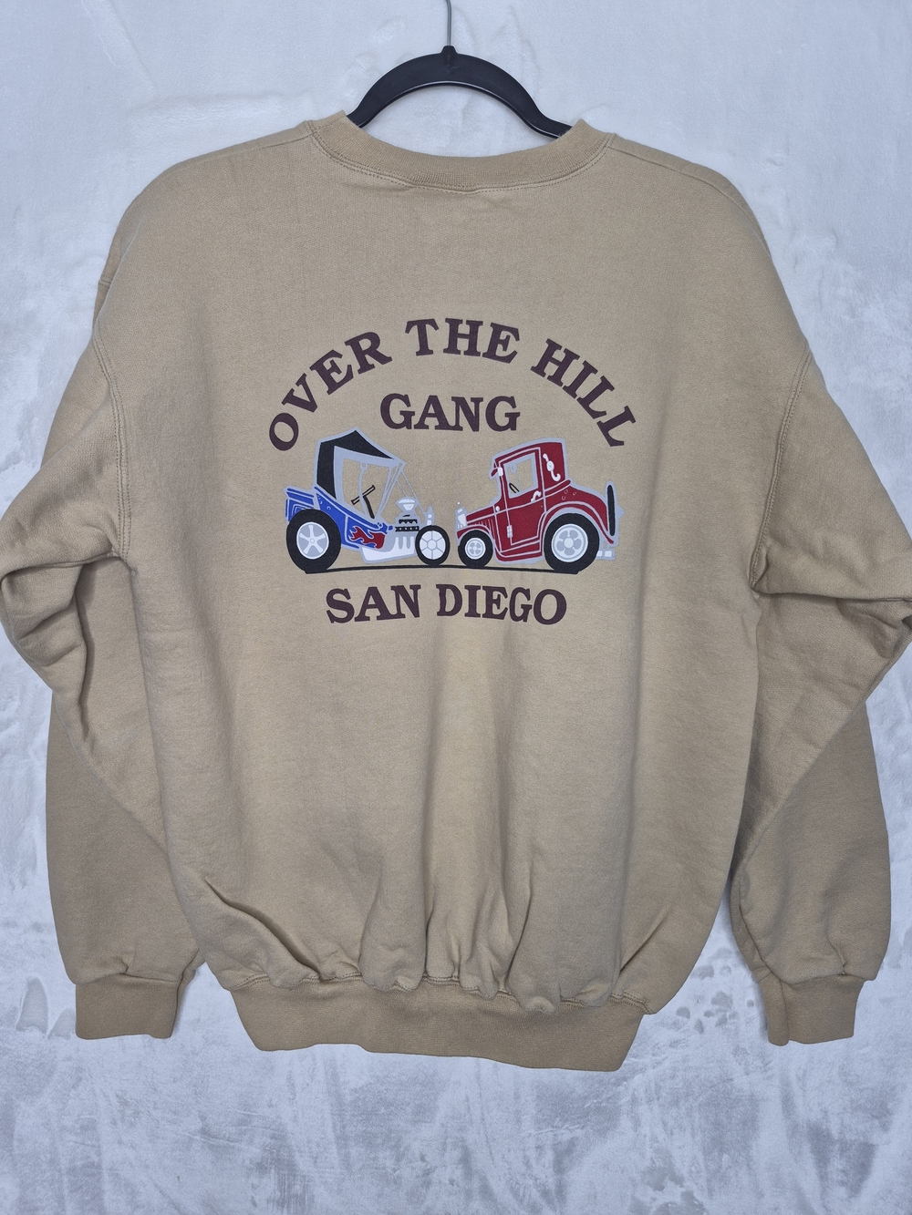 Vintage Hanes Printpro Over The Hill Gang San Diego Sweatshirt Tan Mens M 23x26